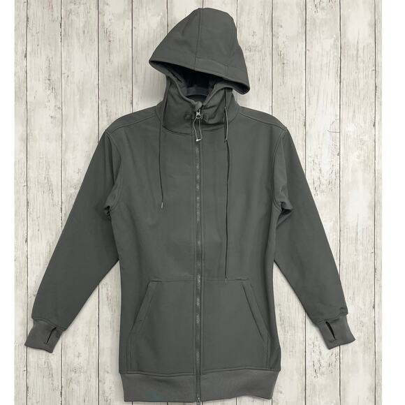 CG Habitats Tech Zip Hoodie Gray Thumb Holes Breathable Zip Pockets Jacket Small - Picture 1 of 9